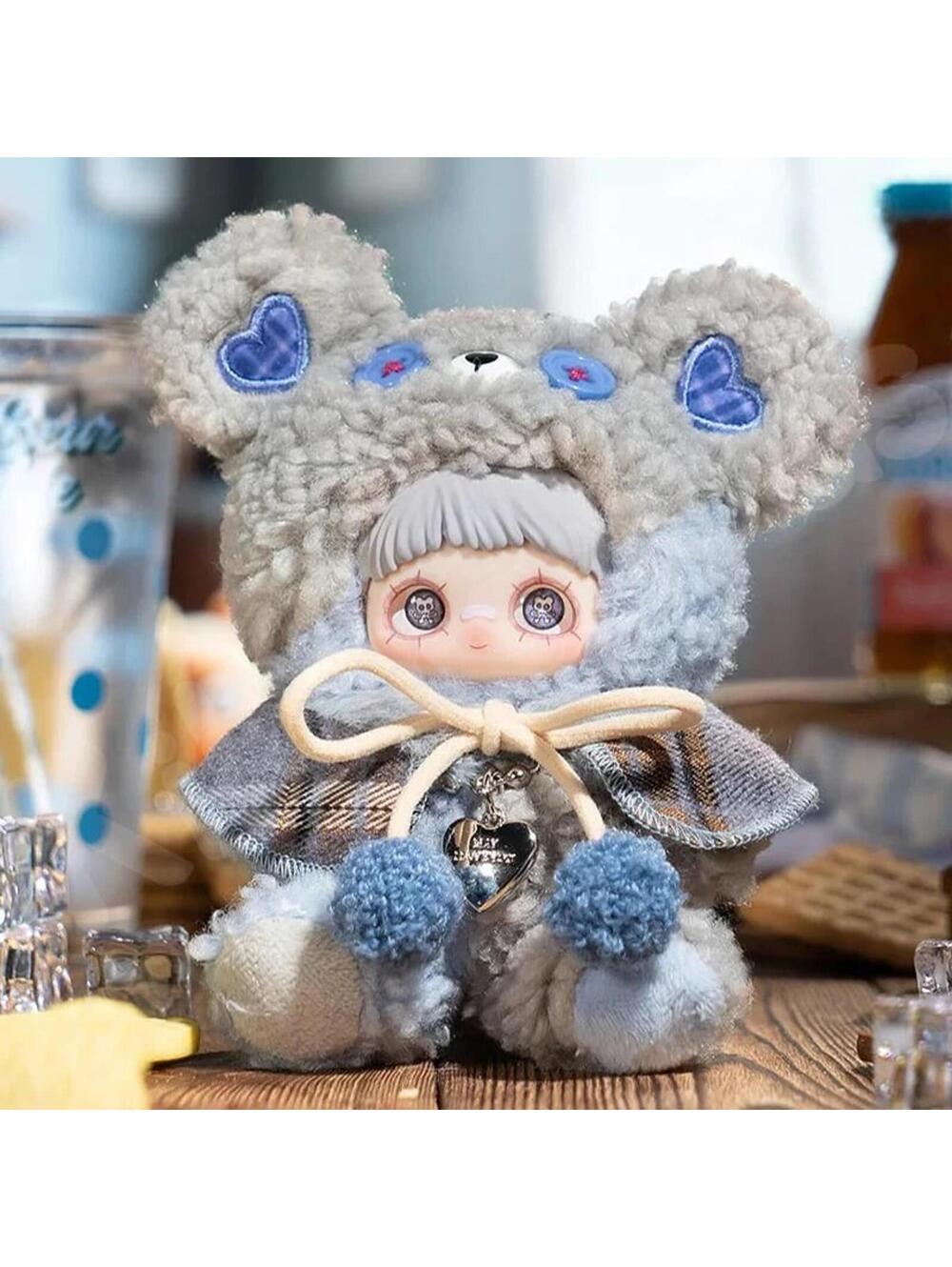 MayMei Tiny Bear Cookie Ramune Blue Plush Confirmed Blind Box Keychain Sure Fun